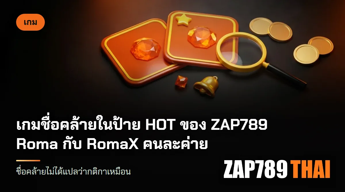 การ์ดเกมสองใบหน้าตาคล้ายกันวางคู่บนโต๊ะสีเข้ม ข้างแว่นขยายและเหรียญทองไม่กี่เหรียญ ไม่มีตัวอักษร